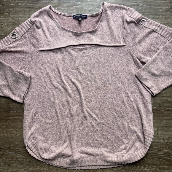 Adrienne Vittadini Cut Out Sweater Soft Pink Size XL - Picture 1 of 4